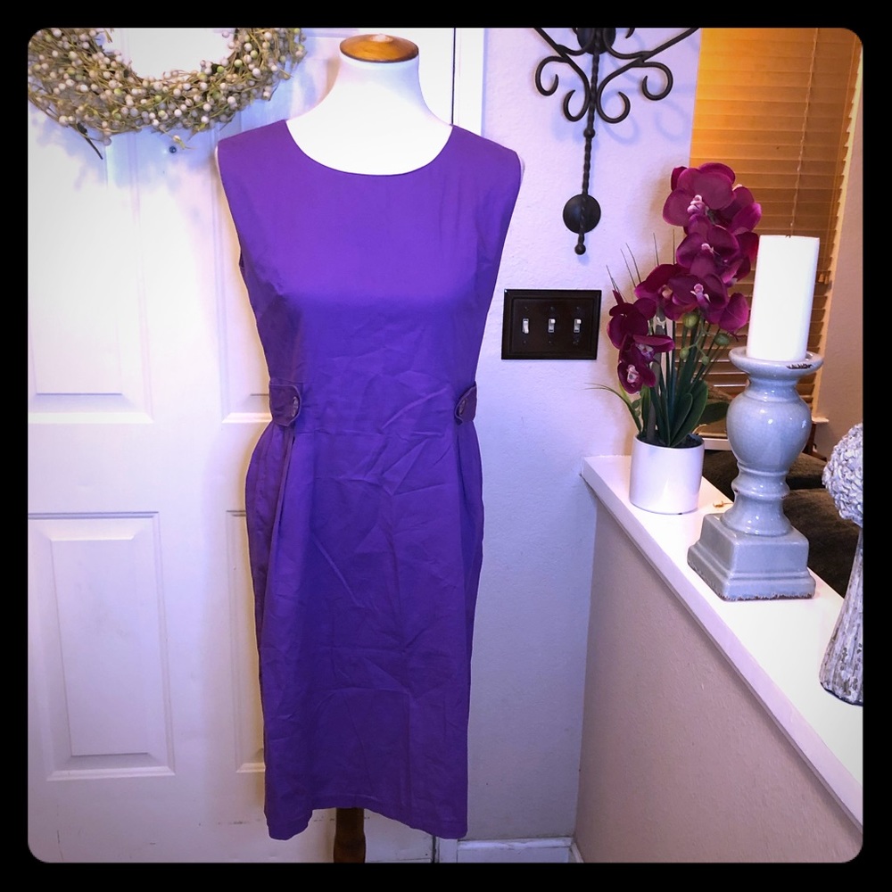 Hope & Honey Purple Cotton Midi Dress - Picture 1 of 8
